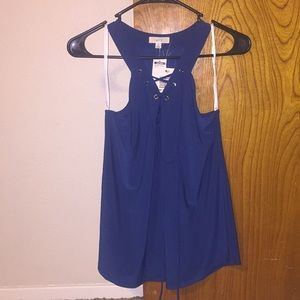 Blue lace up tank